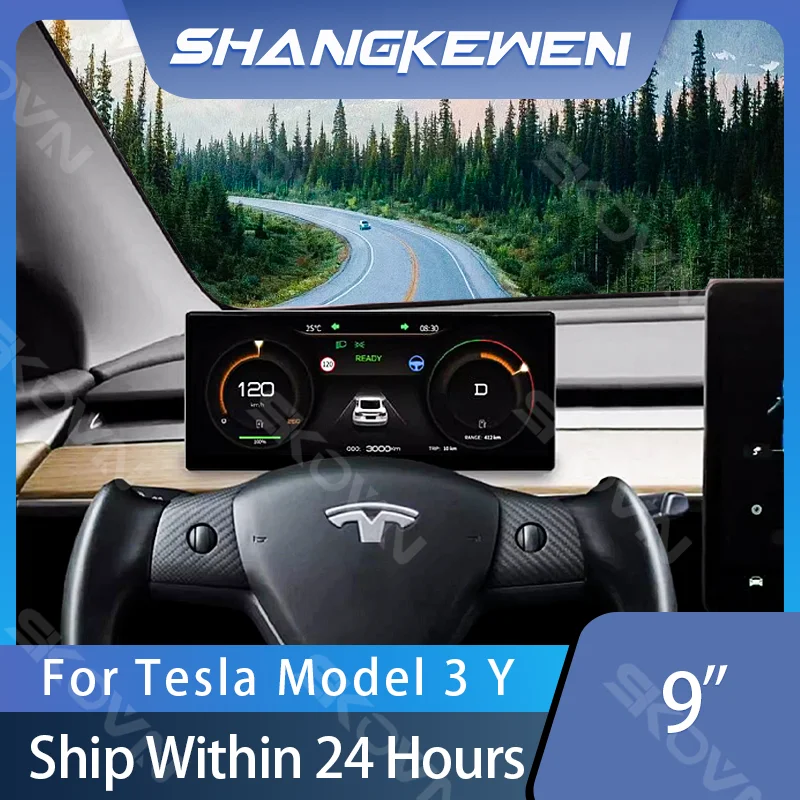 

Model 3 Y 9'' Carplay HUD Screen Android AUTO Dashboard Cluster Instrument Heads Up Display 2.5D IPS Modification Accessories