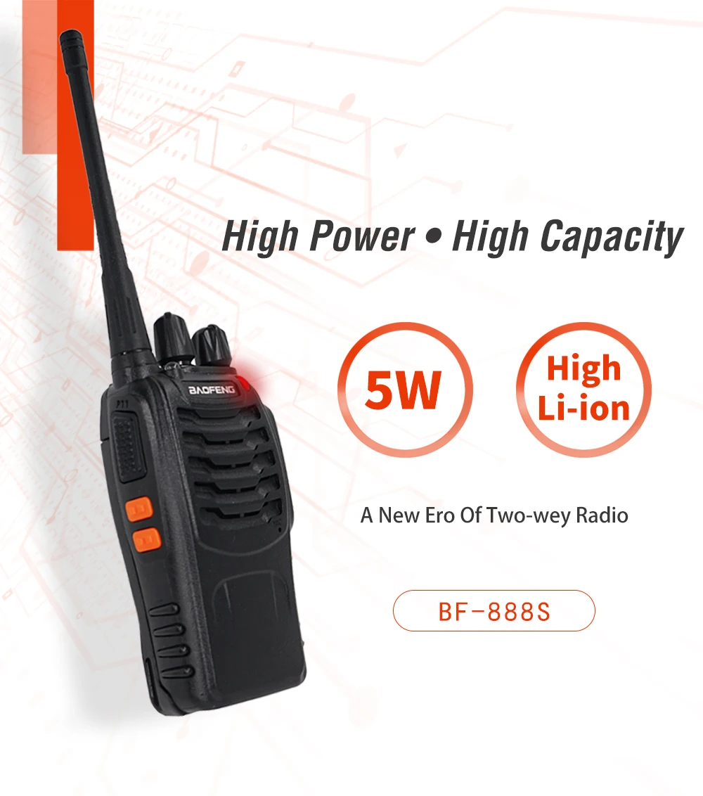 Baofeng BF-888S Walkie Talkie Two-way Radio Set BF-888s UHF 400-470MHz 16CH Walkie-talkie Radios Transceiver for Outdoor Hiking