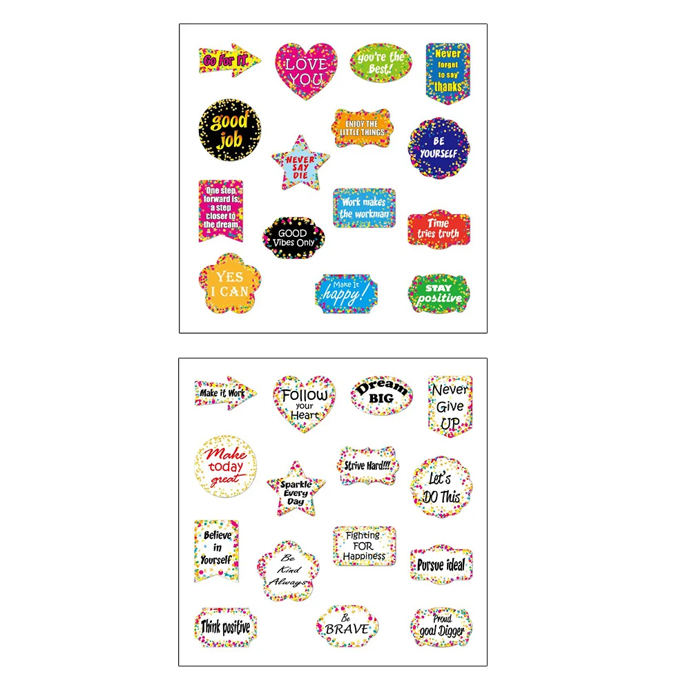 

2 Sets of English Phrase Stickers Inspirational Stickers Motivational Stickers