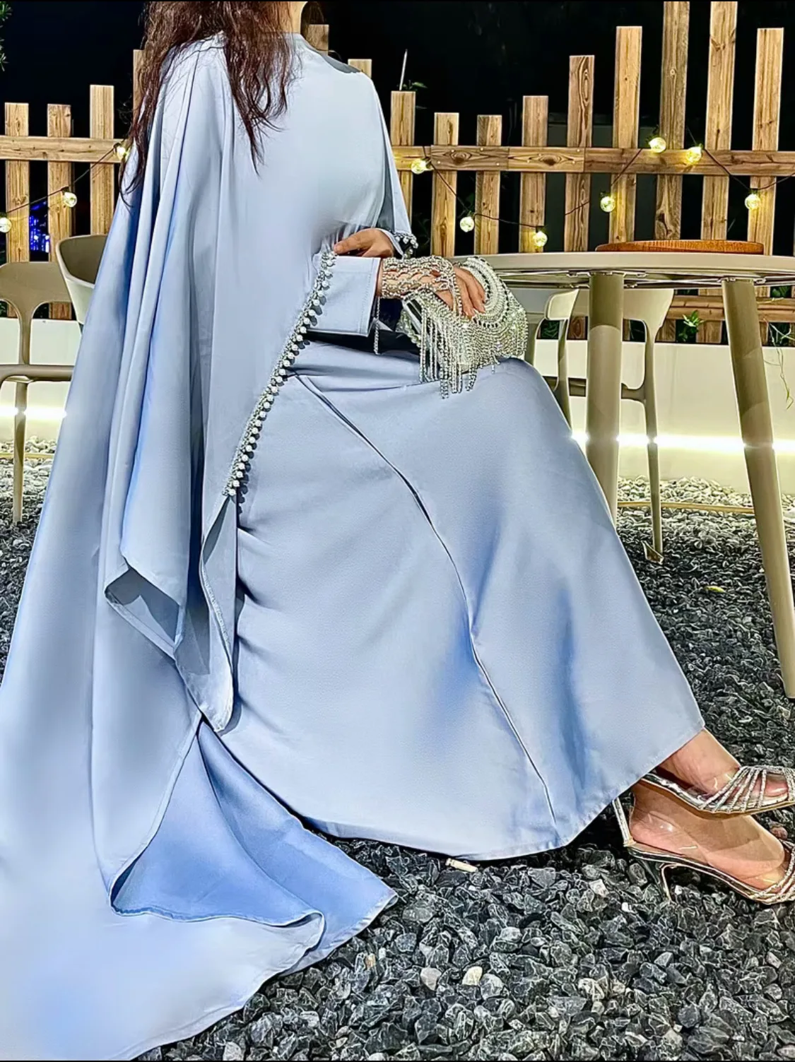 Femme Musulmane Vestidos Pearl Beads Абая для женщин Дубайская накидка Вечернее платье