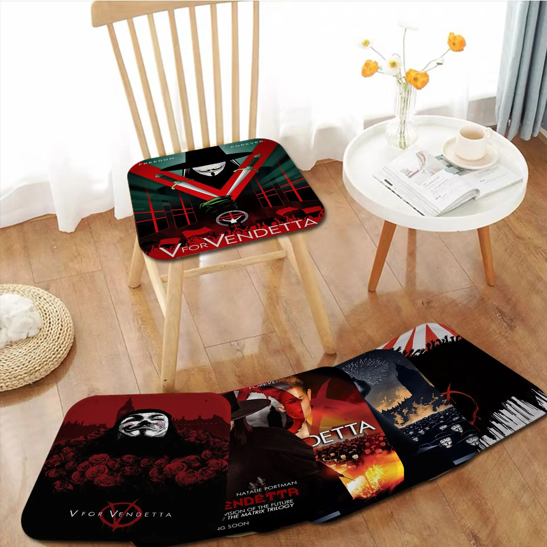 

Classic Hackers Movie V For Vendetta Nordic Printing Dining Chair Cushion Circular Decoration Seat For Office Desk Tatami