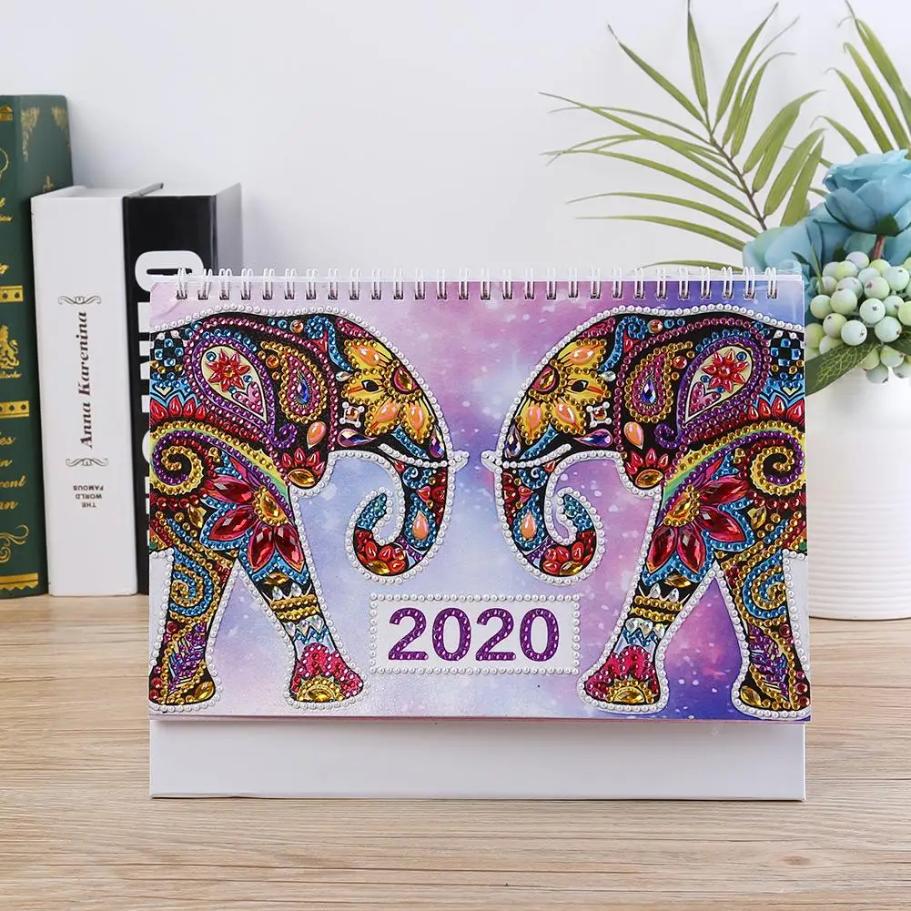 

DIY Elephant Special Shape Diamond Mosaic 2020 New Year Mini Table Calendar School Supplies Desktop Art Decoration