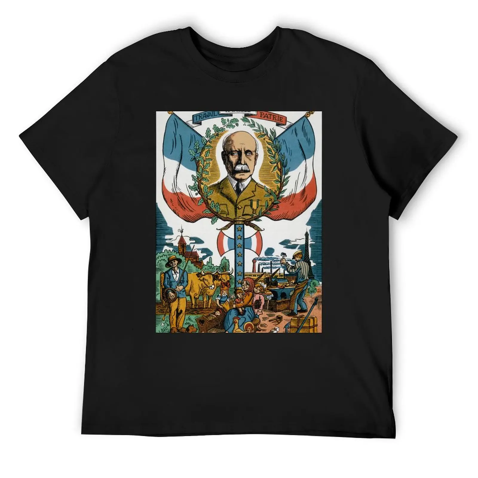 Футболка PETAIN WORK FAMILY FATHERLAND VICHY FRANCE PROPAGANDA одежда в стиле хиппи возвышенная футболка