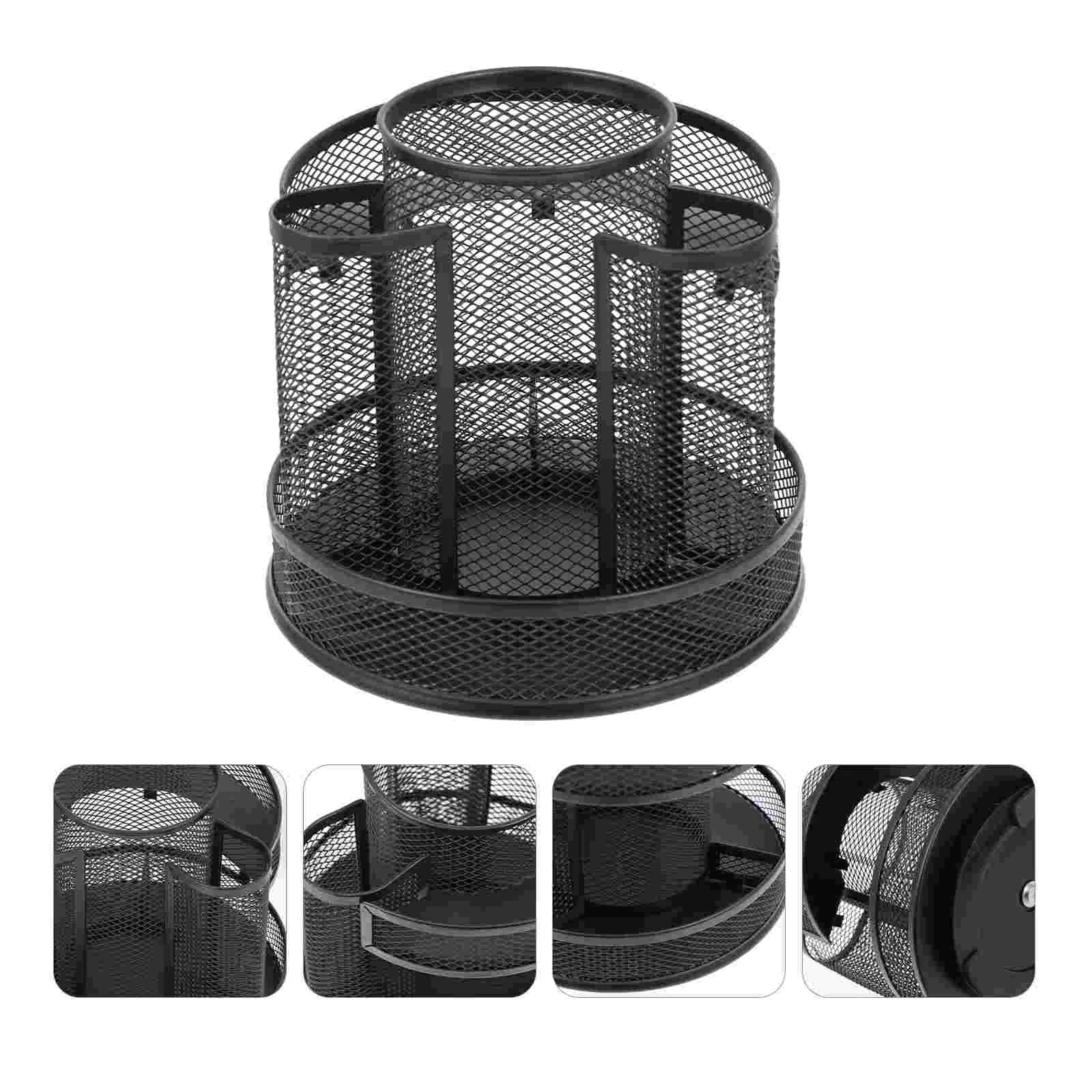 

1Pc Multi-grid Stationery Container Iron Rotating Pens Holder for Home Office