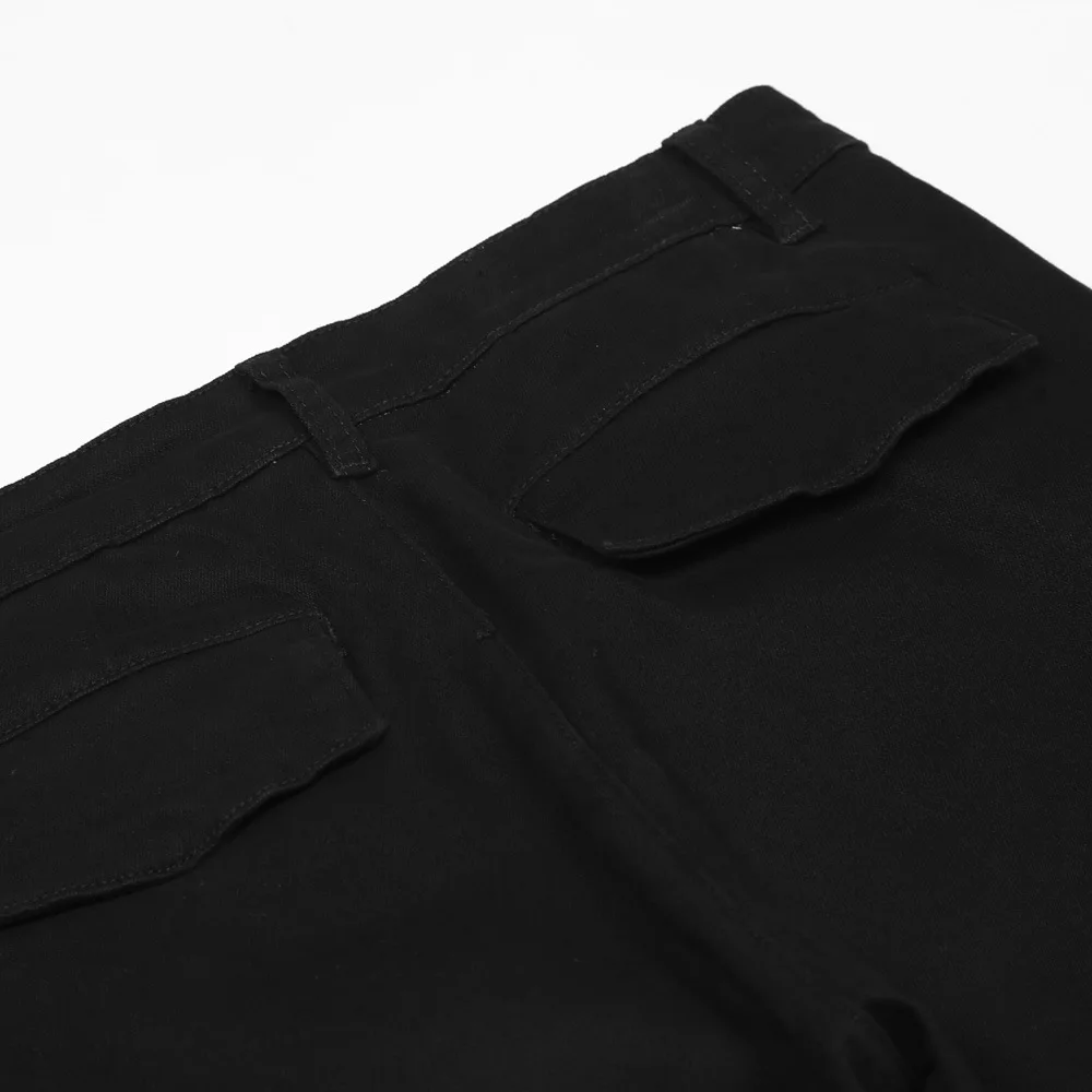 Solid Color Y2k Trousers Slit Jeans Men's Ins High Street Trendy Brand Slim Feet Casual Tights Skinny Denim Pants Free Shipping