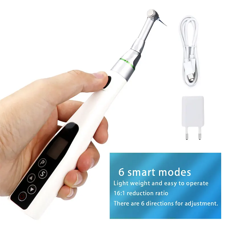 

Dental Wireless Endo Motor with LED Lamp 16:1 Standard Contra Angle Dental Materials Dental Instrument