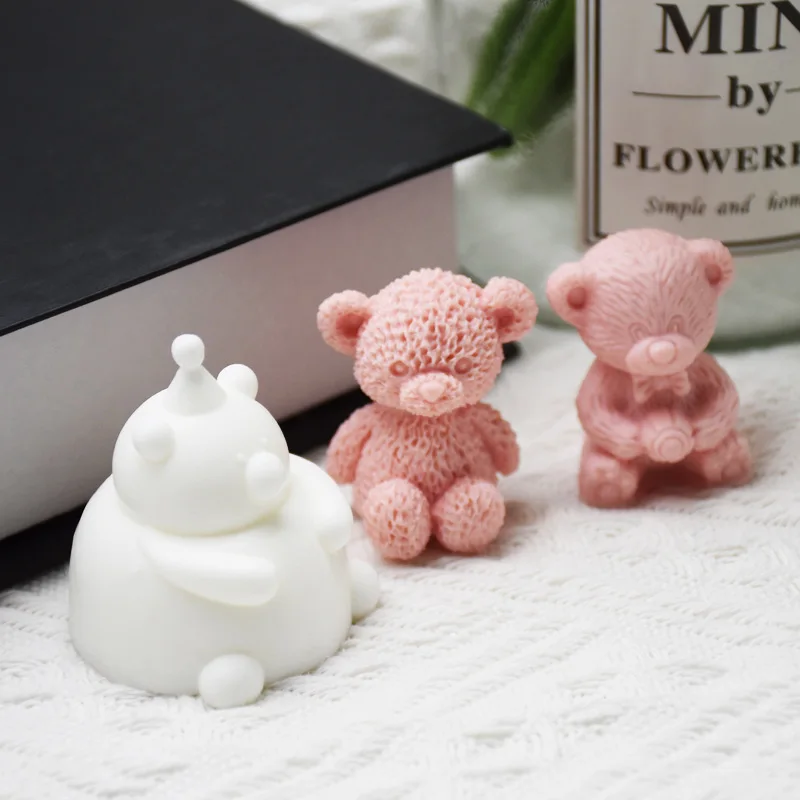 

Cute Bear Candle Making Mould 3D Scented Candle Molds DIY Decoration Silicone Mold Handcraft Crystal Epoxy Soap Candle Moulds