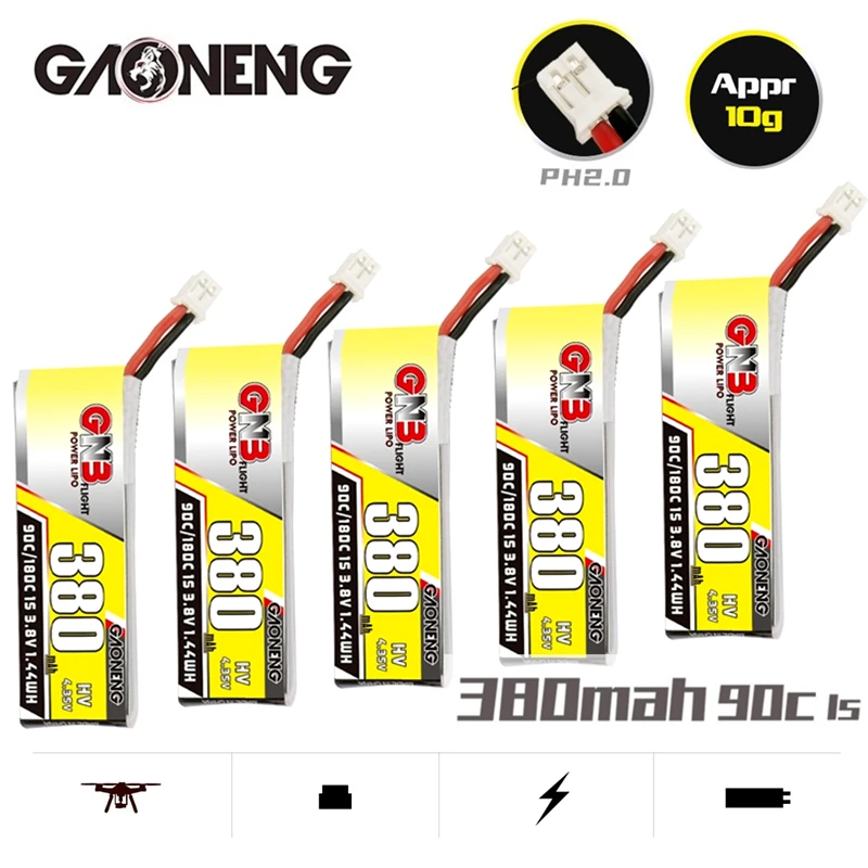 

RC FPV Racing Drone Battery 3.8V 380mah LiPo Battery For Tinyhawk Nanohawk FPV 4 axis UAV RC Drone HV 90C 1S 3.8V Battery