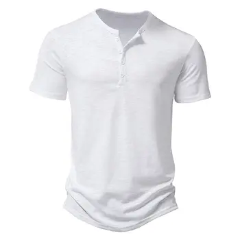 Short Sleeve Casual Slim Tops Tees Solid Color T-shirt for Man