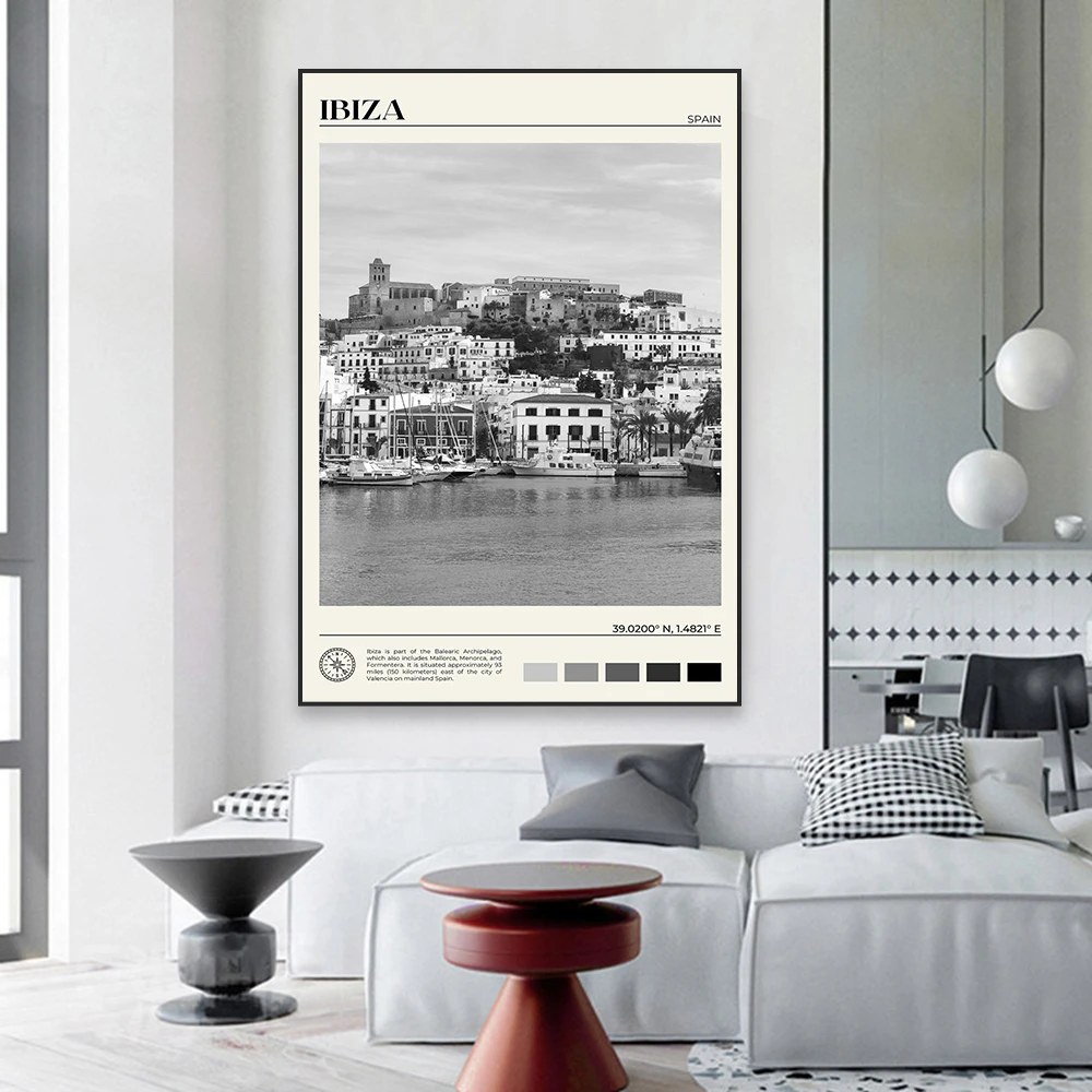Настенный винтажный постер Ibiza для путешествий пейзаж Испании красочный принт
