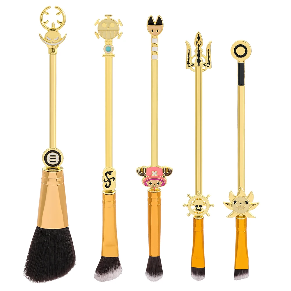 

5Pcs Anime ONE PIECE Make Up Brush Set Cartoon Figure Tony Chopper Metal Handle Concealer Brush Foundation Brush Cosmetic Tools