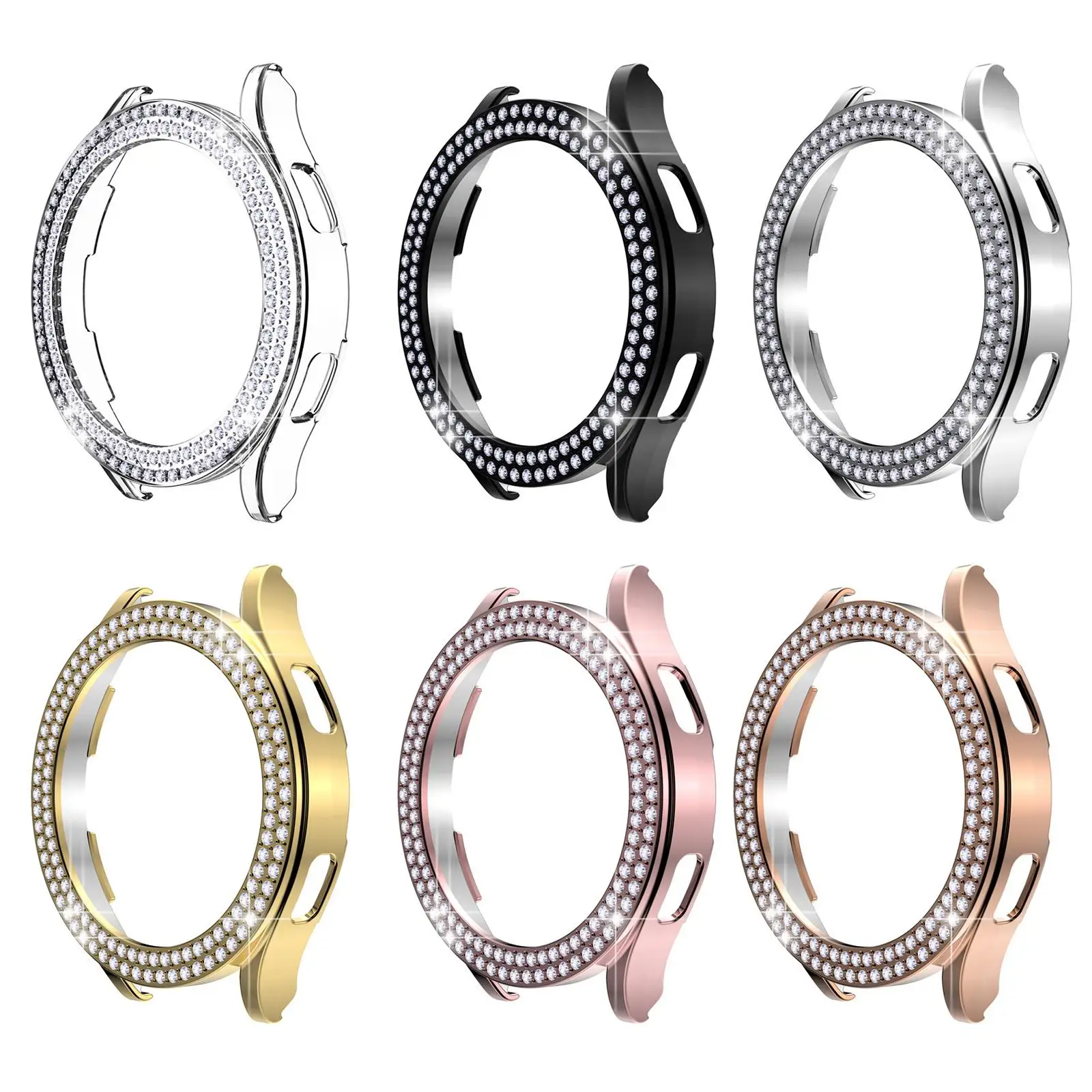 

Cover for samsung Galaxy watch 4 Case Accessories Anti-fall Bling Double Diamond PC bumper protector Galaxy watch 4 44mm 40 Q2R4