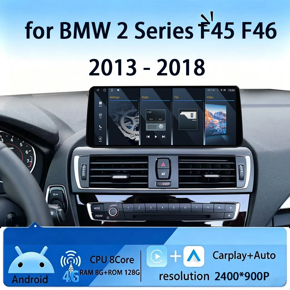 Фото Для BMW 2 серии F45 F46 (2013-2017) NBT и (2018) EVO 12.3” Android 16 Автомагнитола с Carplay, GPS-навигацией, камерой 360, DSP, BT №1