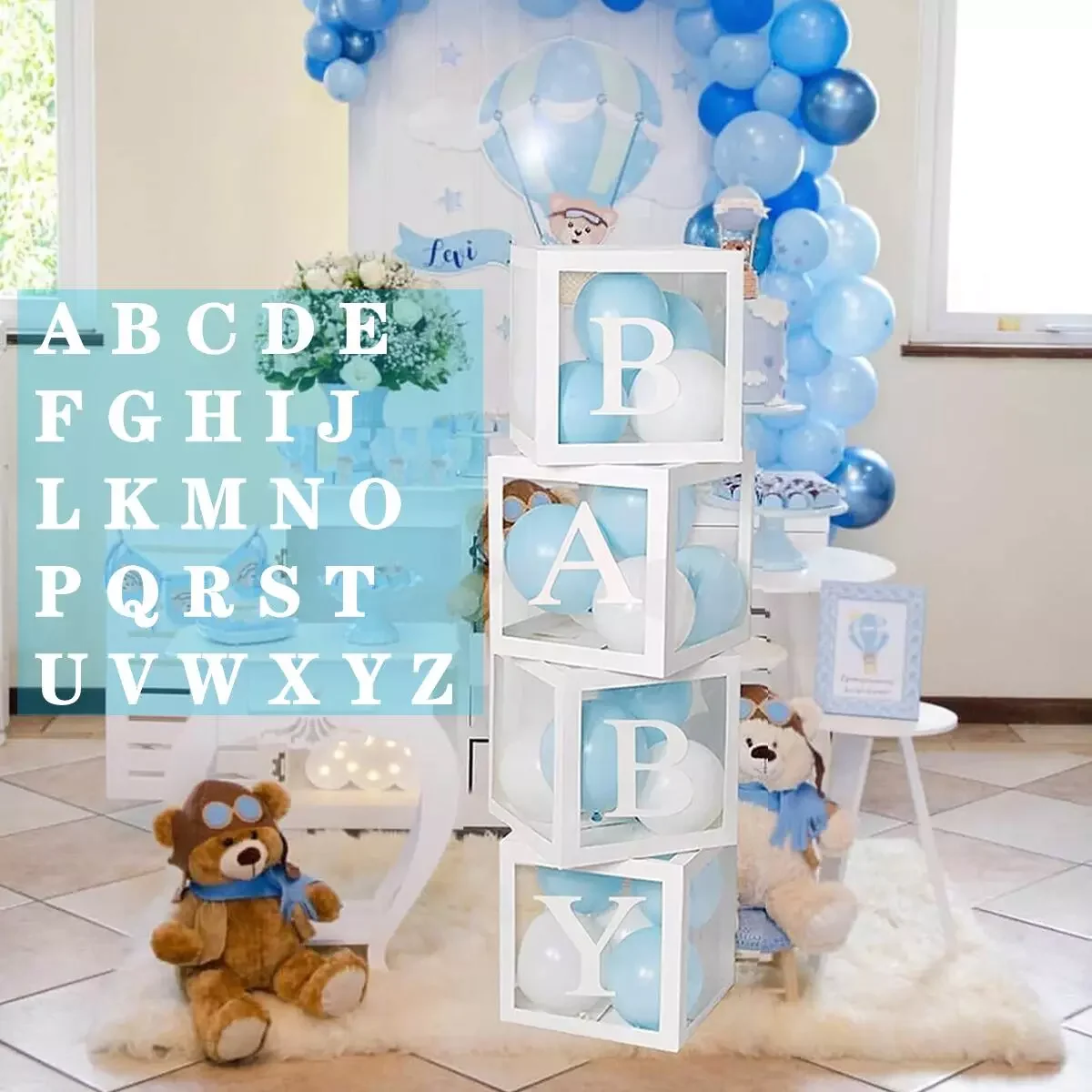 

Transparent Letter Balloon Box 1st Birthday Party Decoration Kids Boy Girl Baby Shower Box Wedding Birthday Baloon Babyshower