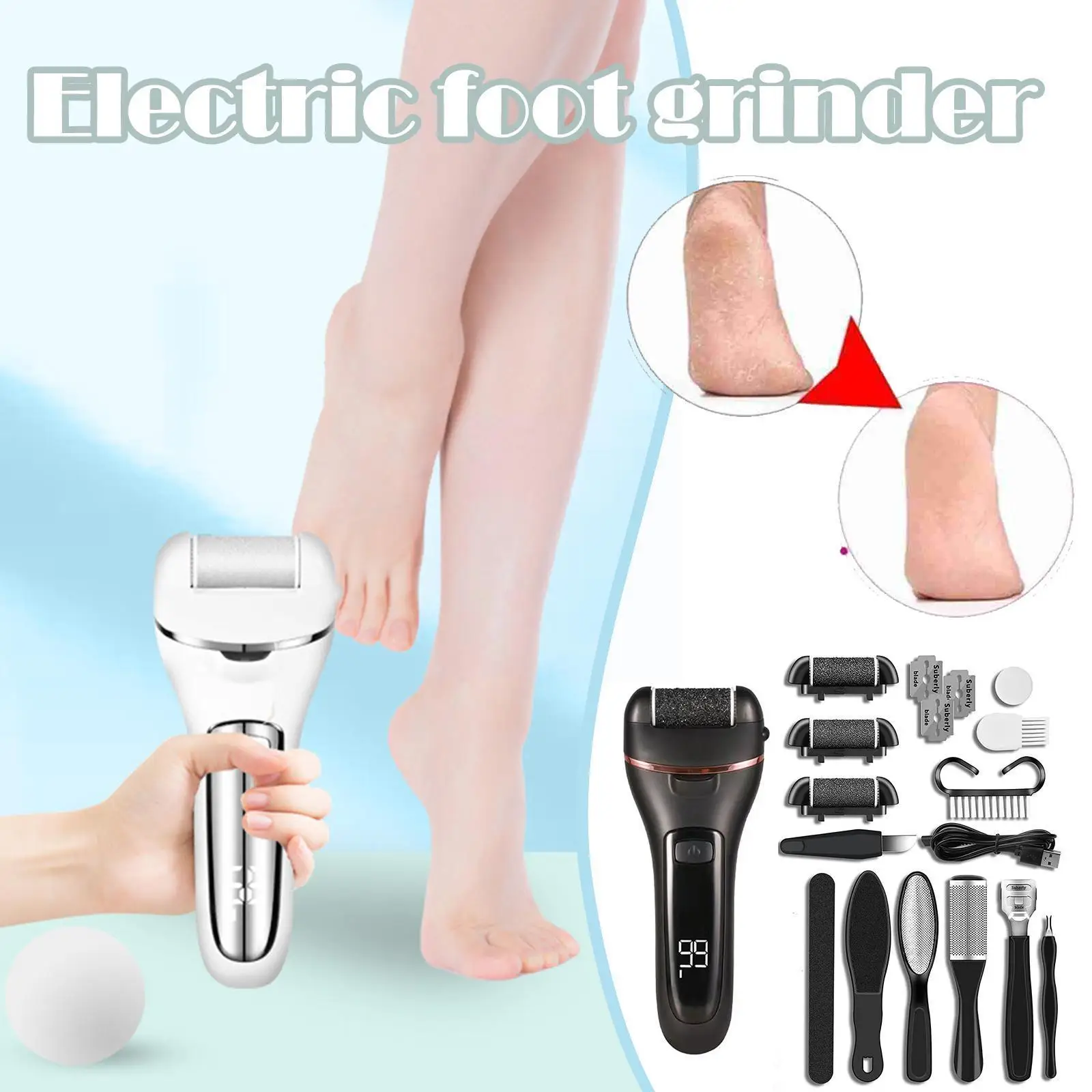 

Electric Pedicure Tools Foot Care File Leg Heels Remove Files Clean Skin Remover Machine Cracked Care Dead Callus Foot Hard S2n2