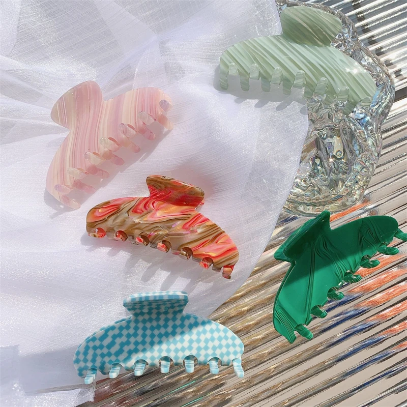 

Fashion Women Acetate Large Hair Claws Crab Clamps Leopard Marble Hairpins Girls Barrette Hair Accessories Party Gifts
