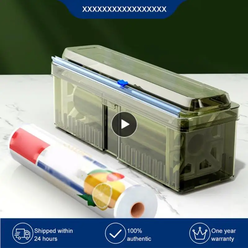 

Cling Film Cutting Box Wax Paper Wrap Cutting Box Refillable Cling Wrap Dispenser Kitchen Accessories Tools With Slider Cutter