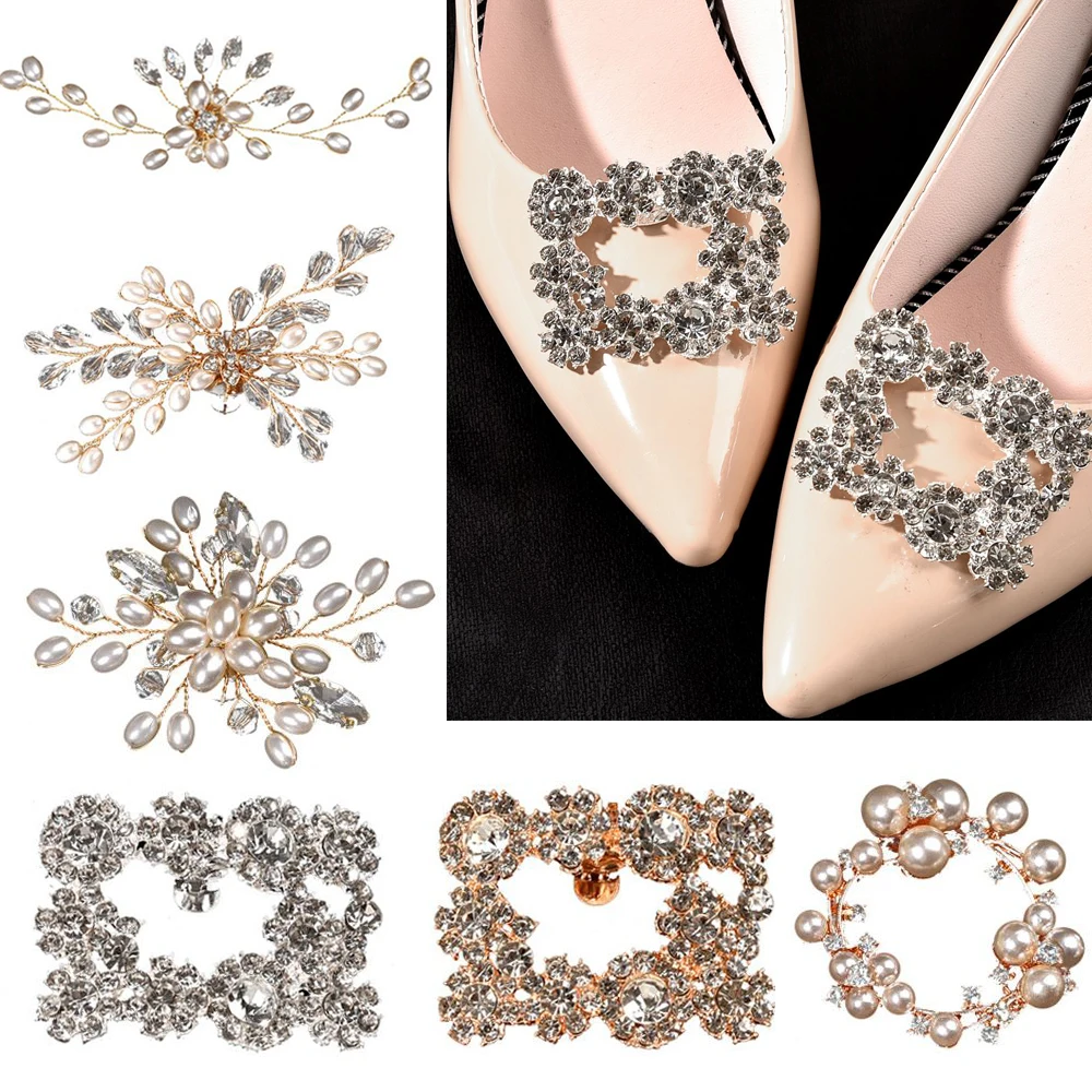 

Detachable Pearl Shoes Clip Rhinestone High Heel Shiny Clips Wedding Shoes Decor Bride Accessory Charm Buckle Brooch Bag Pendant