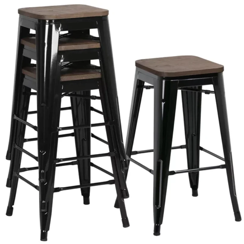 

Easyfashion Bar Stool, Black, Set of 4