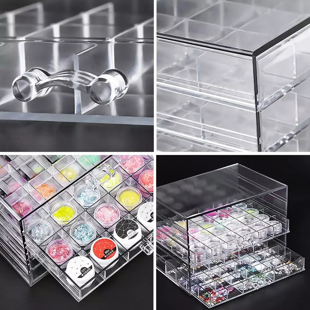 

NEW2023 5 Layers Large Drawer Clear Acrylic Storage Box Nail Polish Rack Nail Decorations Makeup Organizer Manicure Tools