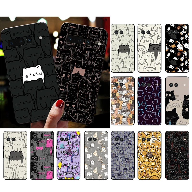 

Cute Cartoon Cat Phone Case for Google Pixel 8 7 Pro 7 7A 6A 6 Pro 5A 4A 3A Pixel 4 XL Pixel 5 6 4 3 3A XL