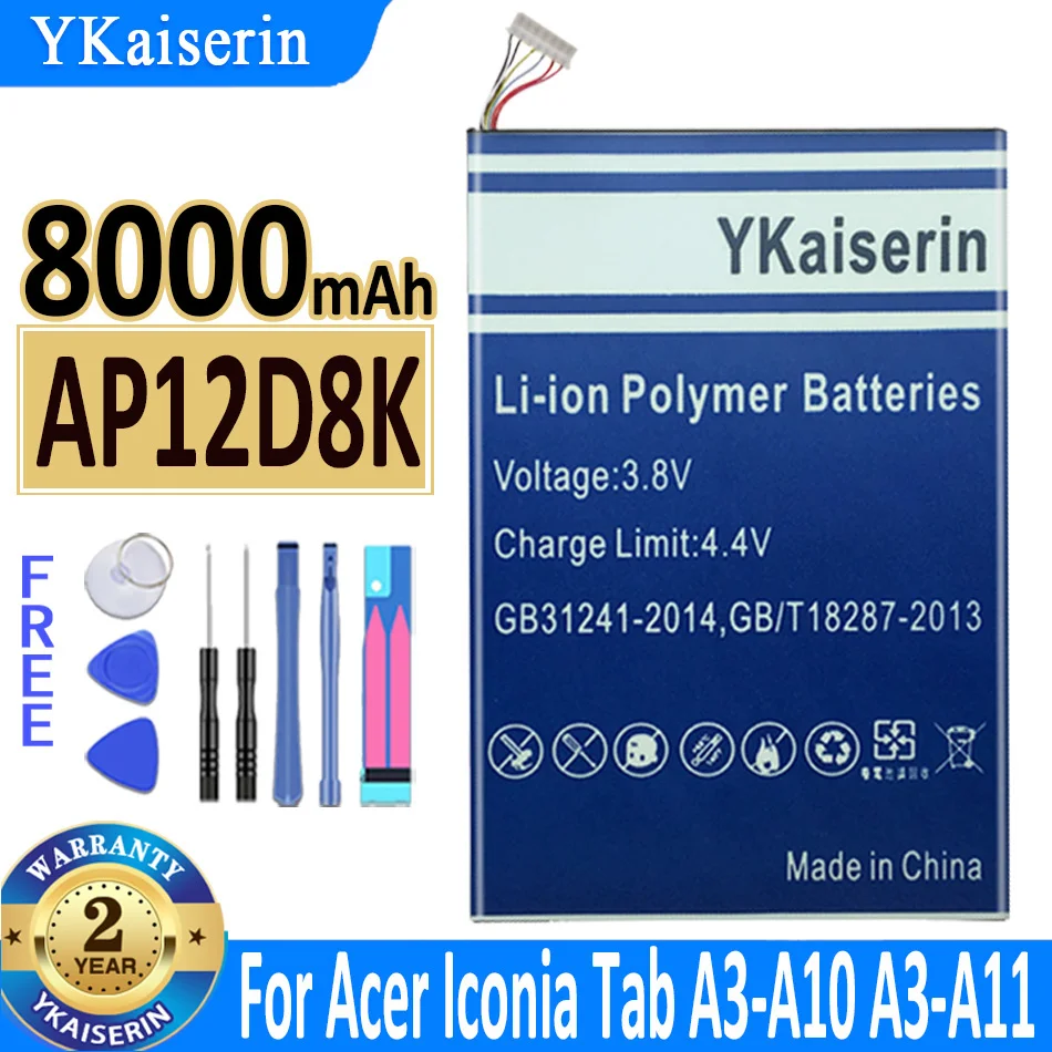 

YKaiserin Battery AP12D8K 8000mAh for ACER Iconia Tab A3-A10 A3-A11 W510 W510P High Capacity Bateria +Track Code