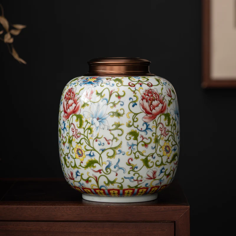 

Ceramic Tea Pot Sealed Pot Moisture-proof Storage Tea Pot Household Empty Pot Living Room Coffee Table Decoration Accessories