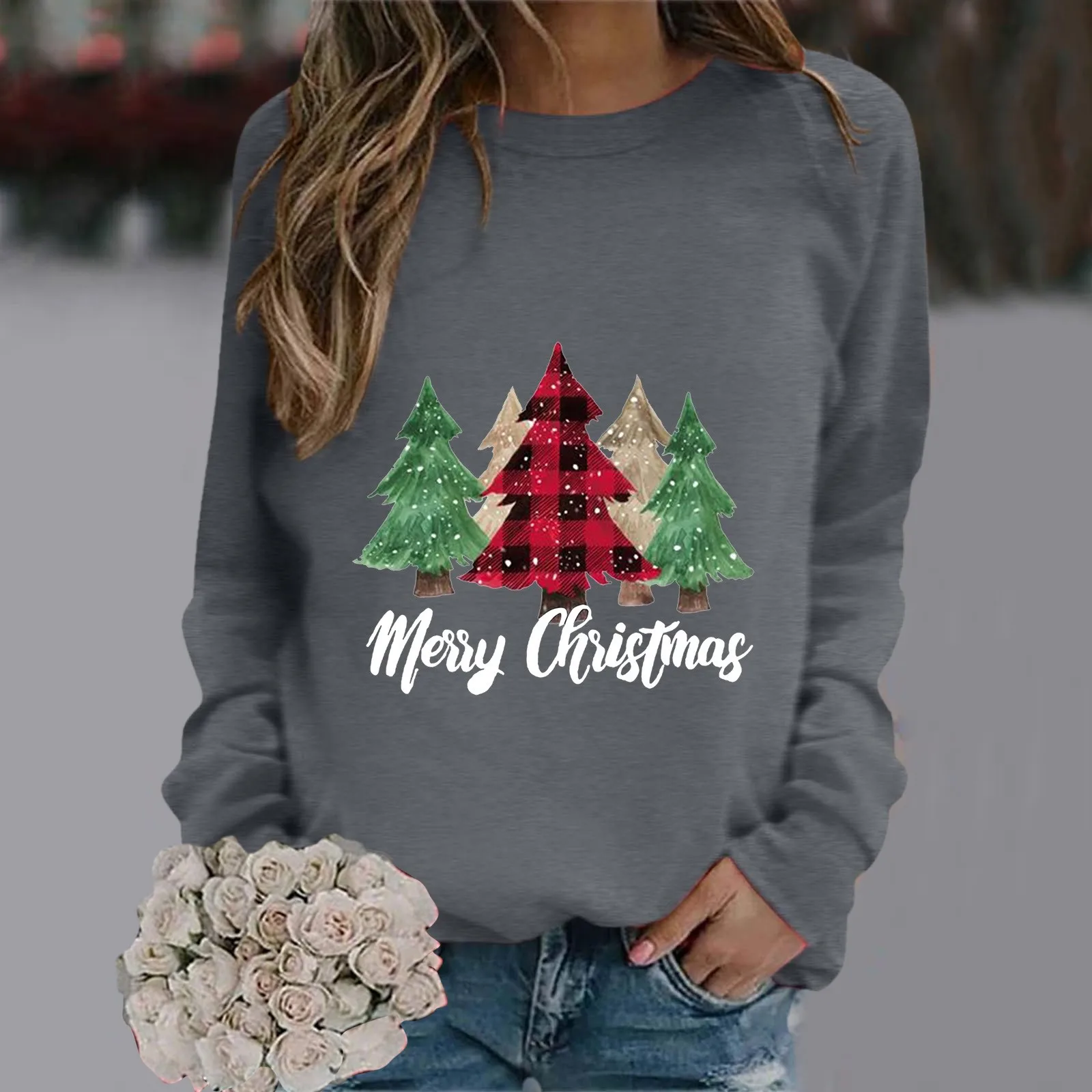 

Женский свитер с капюшоном и принтом, на осень/зиму