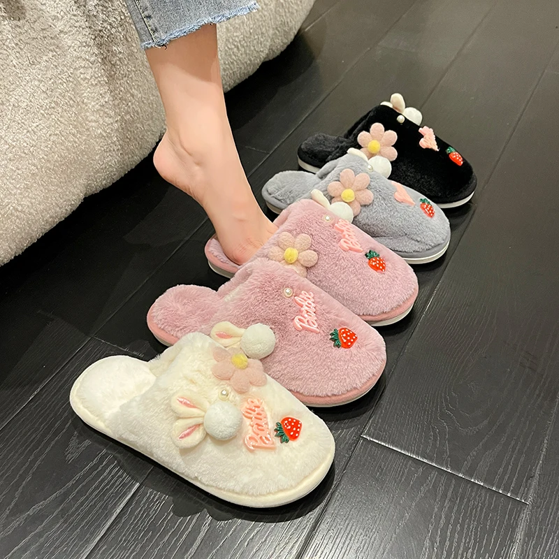 

Шлепанцы женские зимние на плоской подошве, с закрытым носком