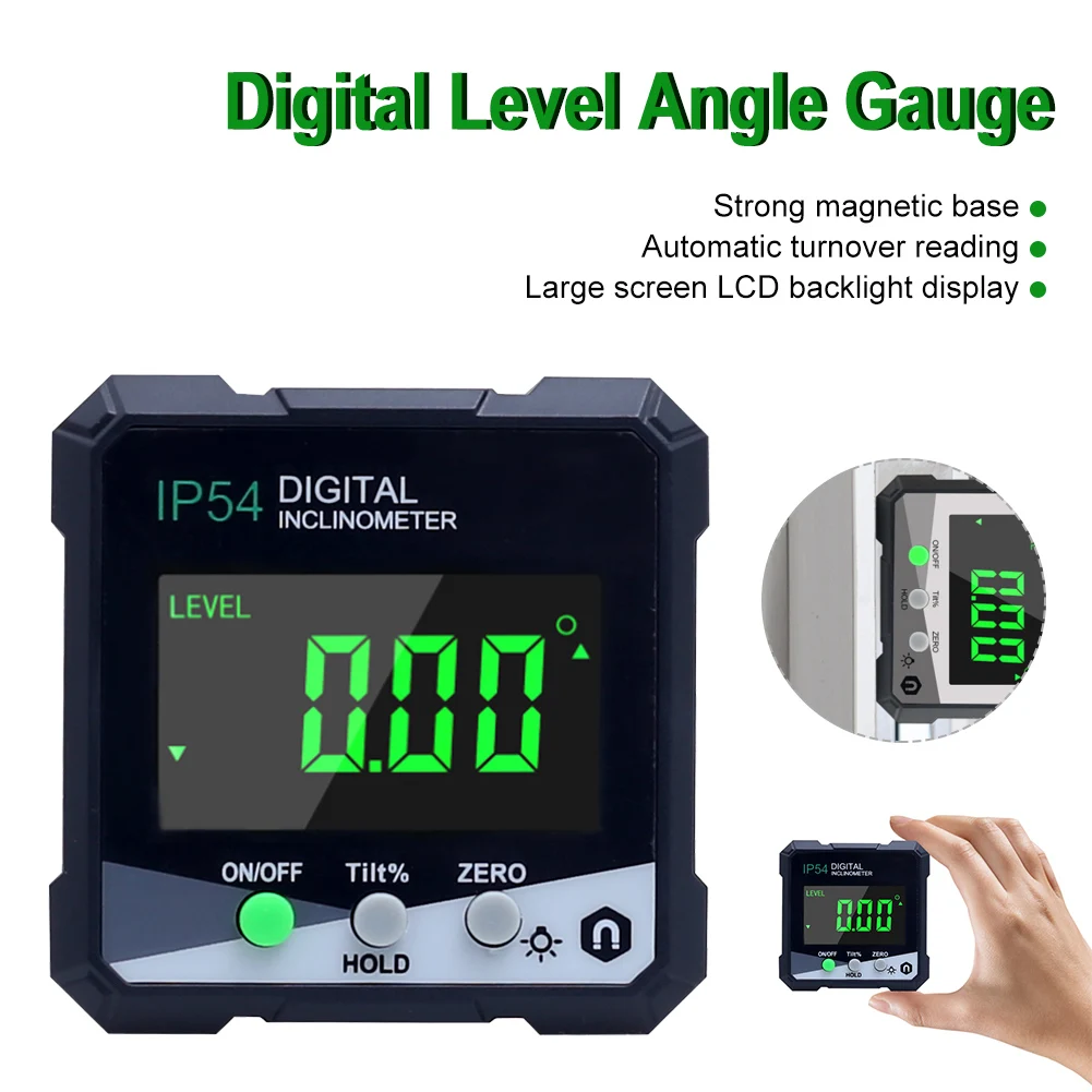 

RZ Digital Level Angle Gauge 360° Mini Measuring Digital Inclinometer With Magnetic Base Electronic Universal Bevel Protractor