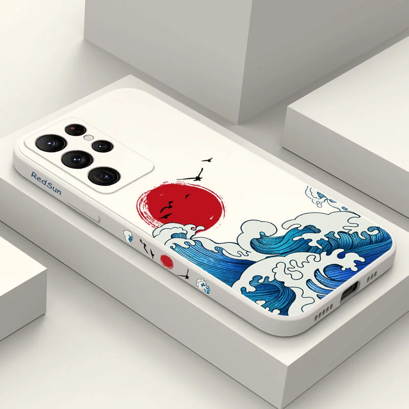 

Waves Splashing Phone Case For Samsung Galaxy S23 S22 S21 S20 Ultra Plus FE S10 S9 S10E Note 20 ultra 10 9 Plus Cover