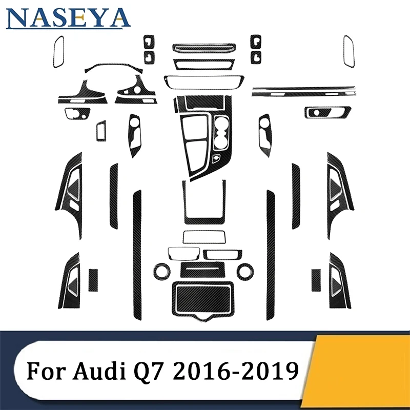 

Черные наклейки из углеродного волокна, обшивка для Audi Q7 2016 2017 2018 2019, автомобильный Стайлинг, аксессуары для интерьера