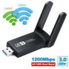 USB 3,0 1200 Мбитс Wifi адаптер двухдиапазонный 5 ГГц 2,4 ГГц 802.11AC RTL8812BU Wifi антенна донгл сетевая карта для ноутбука и настольного компьютера