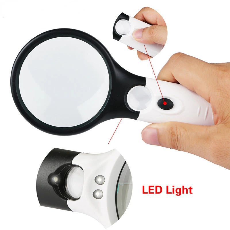 

3 LED Mini Llluminated Magnifier Repair Tool Light 45X Magnifying Glass Lens Jewelry Watch Reading Loupe Handheld Microscope