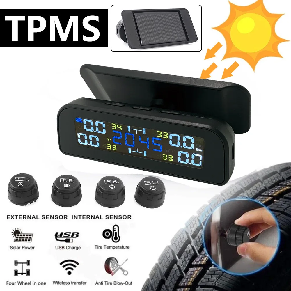 

Система контроля давления в шинах TPMS, солнечная система контроля давления в шинах, 4 внешних датчика давления в шинах