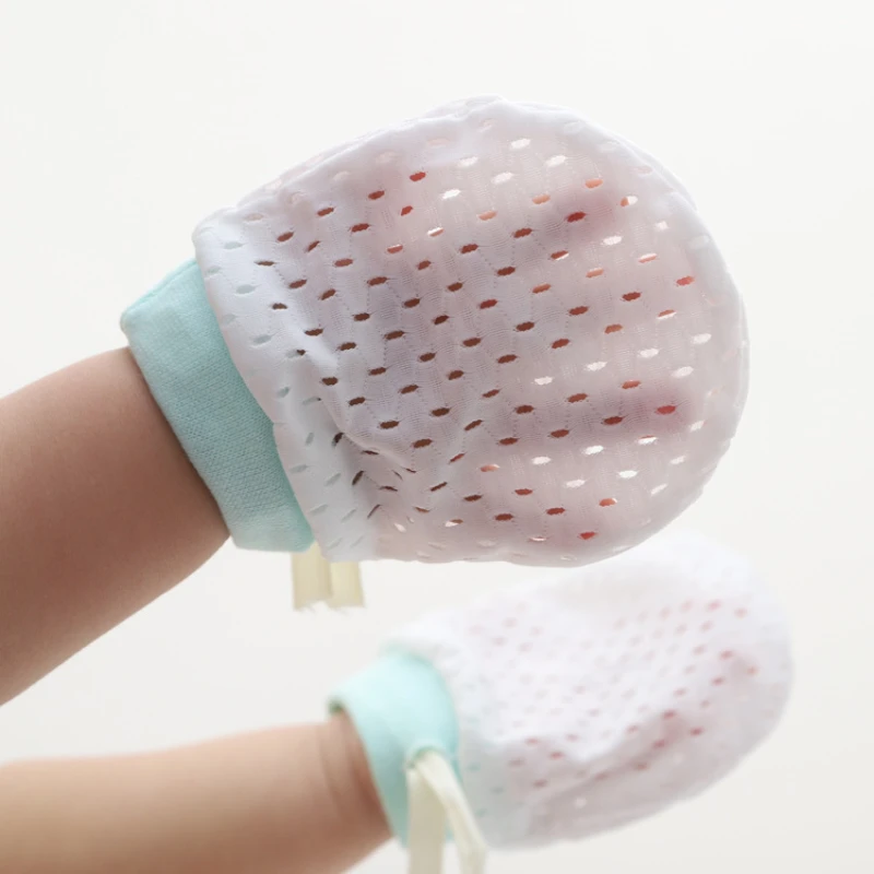 

Baby physical scratch-proof mesh gloves summer thin breathable high elastic drawstring baby adjustable gloves.