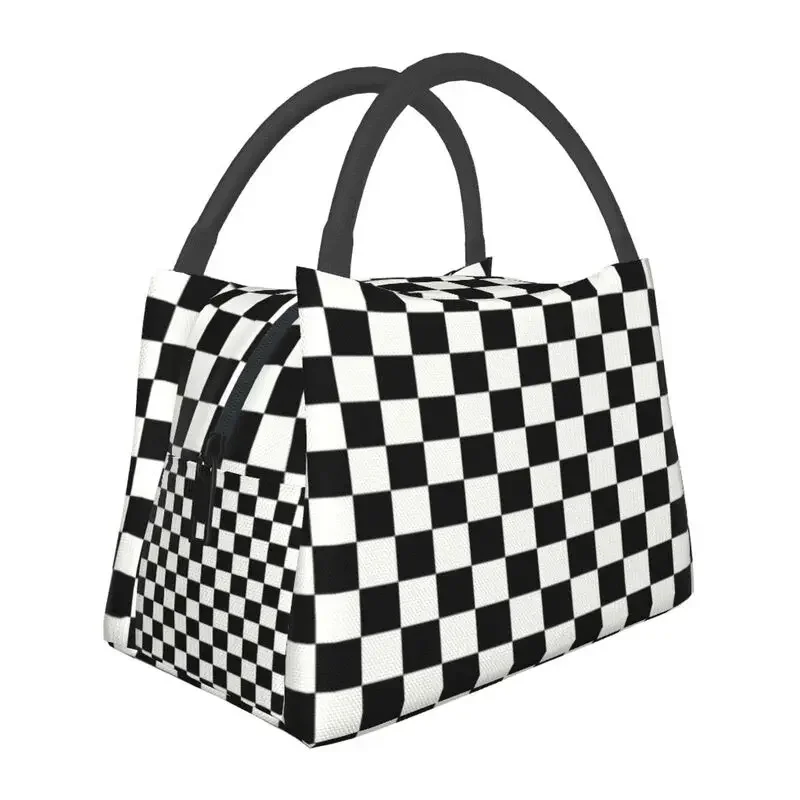 

Custom Classic Checkerboard Lunch Bags Women Thermal Cooler Insulated Lunch Boxes for Picnic Camping Work Travel lunchbag