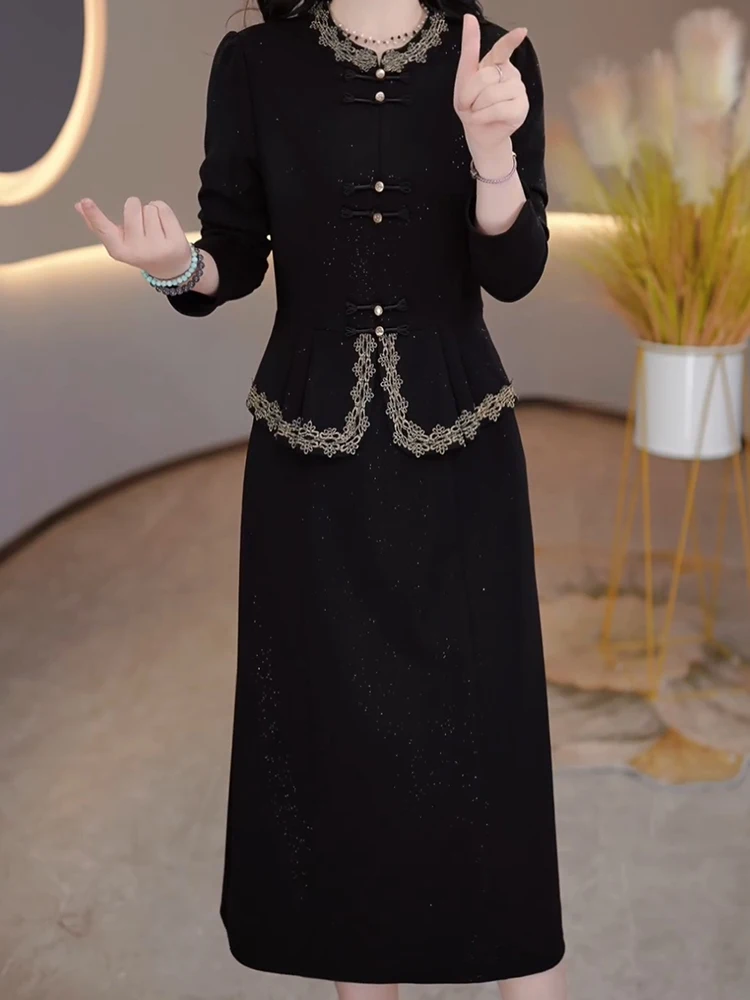 Dress 2025 New Arrival Female Spring &amp Fall Thirteen Lines Best Selling High-End Brand Mom Long Sleeve Wide Lady Wester...