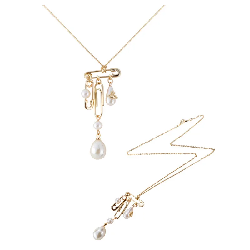 

Жемчужное ожерелье с подвеской «Сатурн», булавка с золотой кисточкой для женщин, стильные украшения в стиле панк, в стиле Ins, искусственное о...