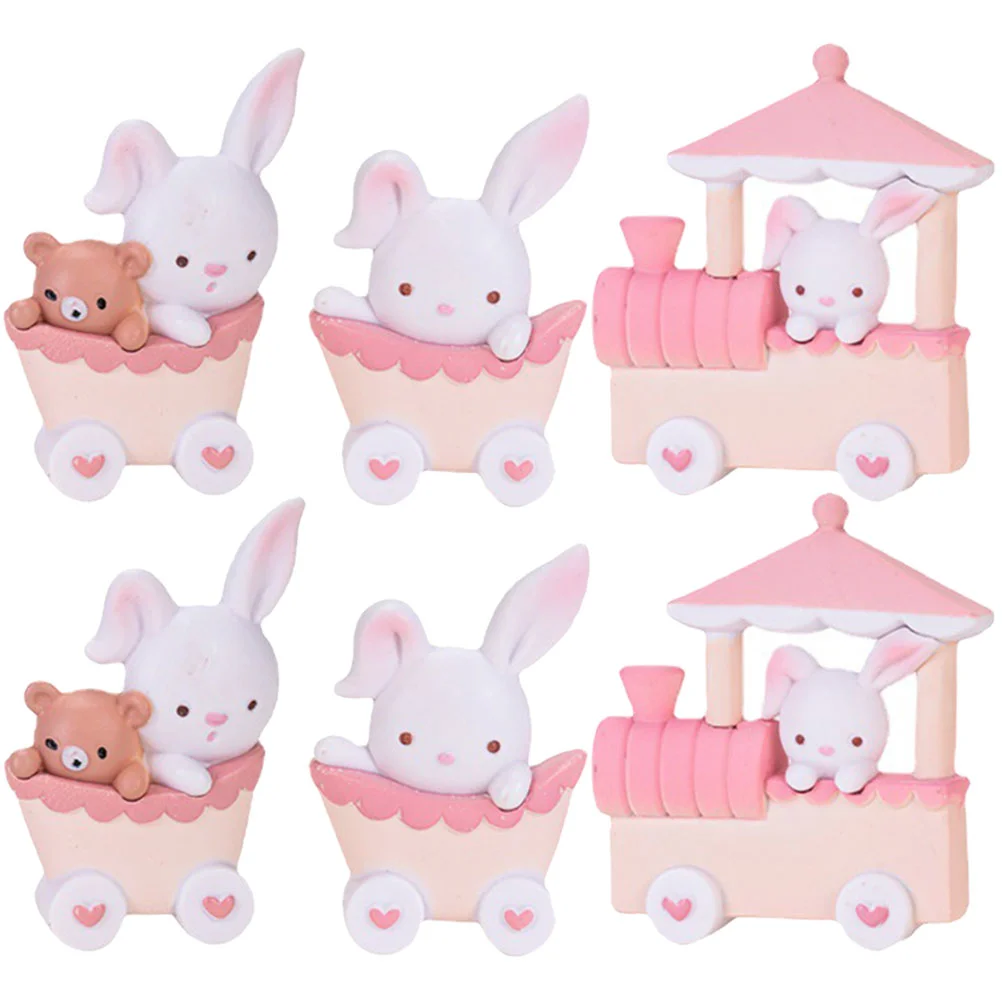 

Easter Rabbit Train Bunny Figurines Decor Figurine Decorations Cupcake Miniature Spring Table The Statue Year Yoppers Figures