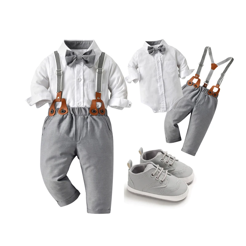 Baby Boy Clothes Gentleman Wedding Suit Set   Birthday Outfit Toddler     Long Sleeve Romper Pants