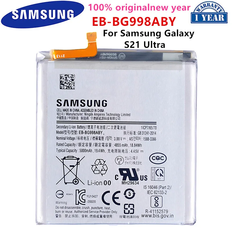 

SAMSUNG Orginal EB-BG998ABY 5000mAh Replacement Battery for Samsung Galaxy S21 Ultra S21Ultra G998 5G Mobile Phone Batteries