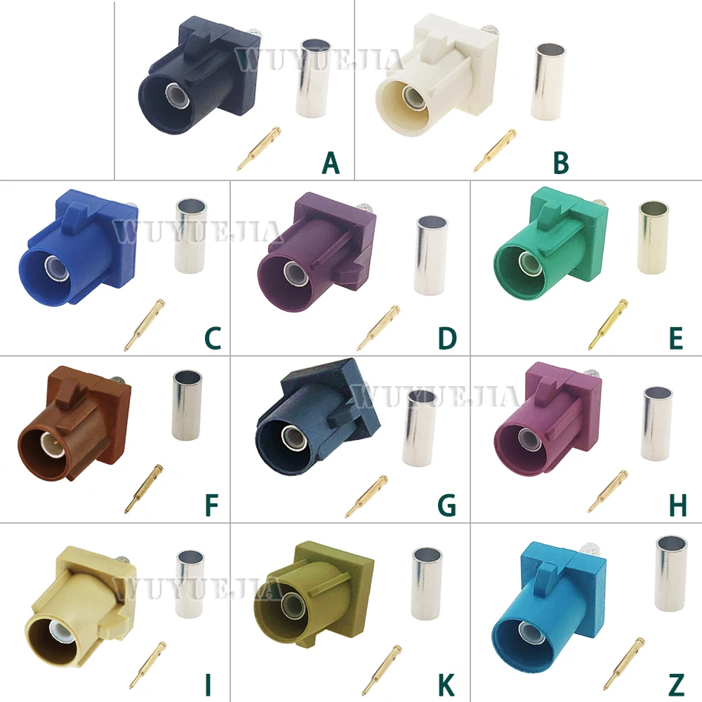 

2Pcs RF Coaxial Wire Connectors for RG316/RG174 Pigtail Cable Fakra A/B/C/D/E/F/G/H/I/K/Z Male Plug Connector Soldering