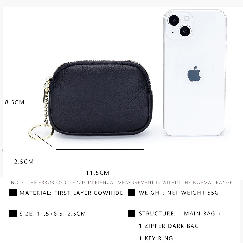 Women Clutch Coin Purse Simple Genuine Leather Short Wallet Card Holder Organizer storage Bags Mini Zipper Cute Coins Money Bag