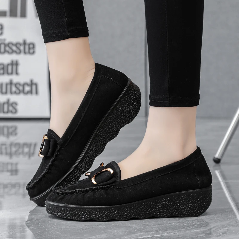 2023 Spring Summer Platform Women Shoes Flats Sneakers Luxury Suede Leather Women Casual Shoes Slip On Flats Heels Moccasins
