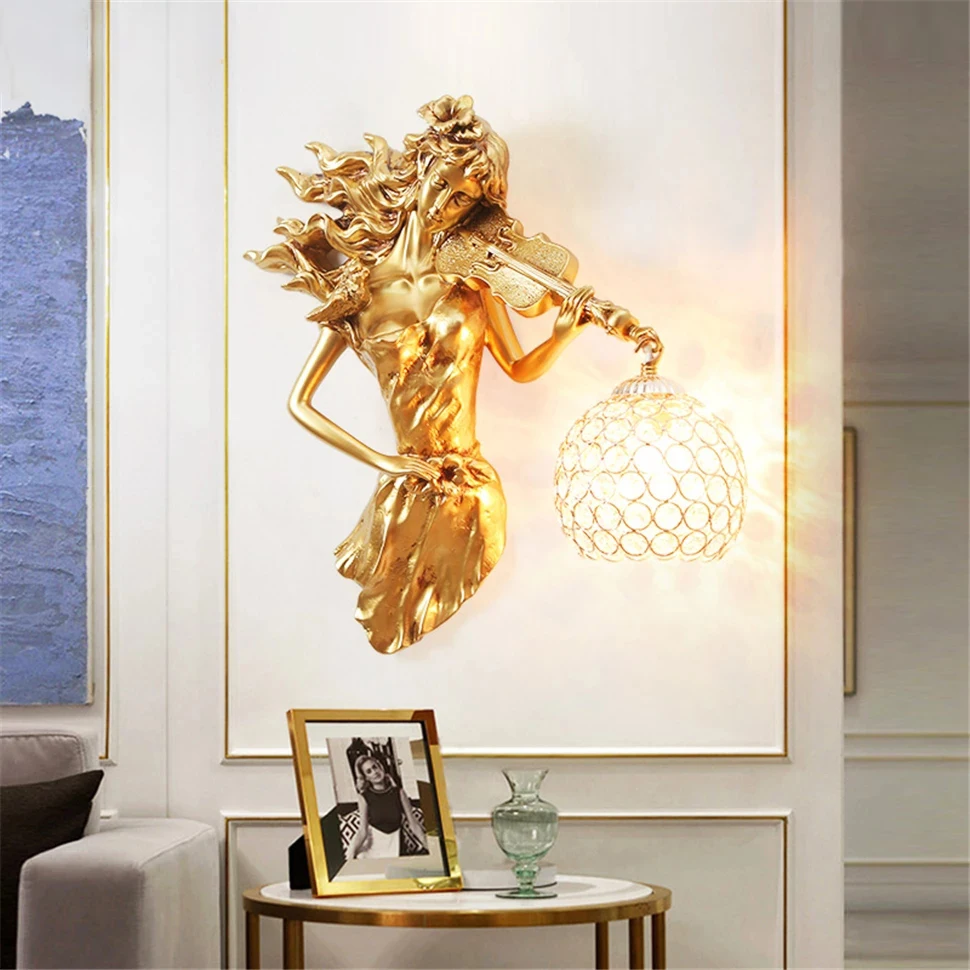 

Nordic Luxury Crystal Led Wall Lights Home Decor Wall Lamp Bedroom Bedside Light Modern Golden Living Room Hotel Aisle Wall Lamp