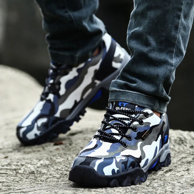 CAMEL JINGE Fashion Camouflage Trekking Hiking Shoes Men Waterproof Sneakers Men Couple Outdoor Breathable Climbing Tourism Shoe