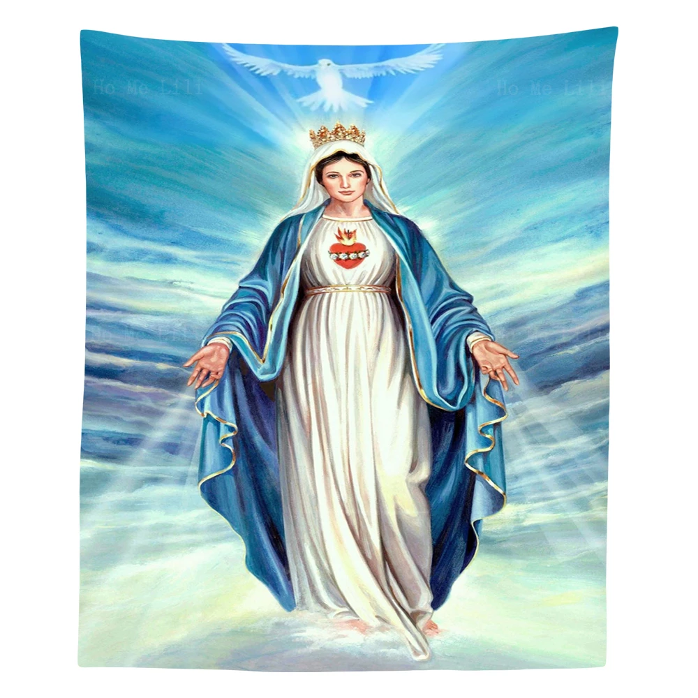 

Sacred Heart Of The Virgin Mary Our Lady Of Graces Immaculate Conception Tapestry By Ho Me Lili For Livingroom Wall Decor