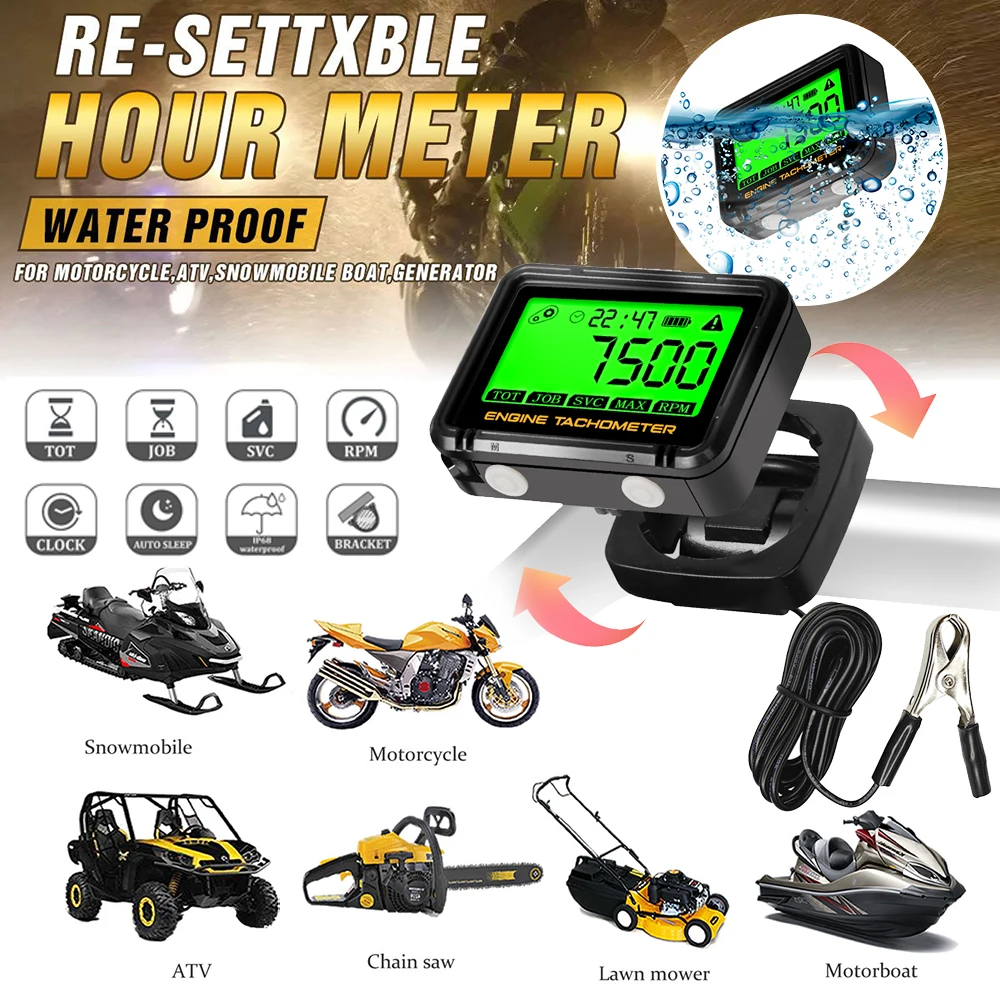 Индуктивный цифровой тахометр оповещение об/мин счетчик часов двигателя с