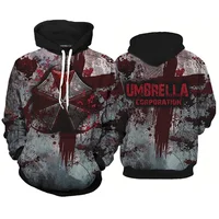 R-Resident Evil U-Umbrella Corporation  3D Print Men's Fashion Hoodies Casual Sweatshirts Pullover Coat